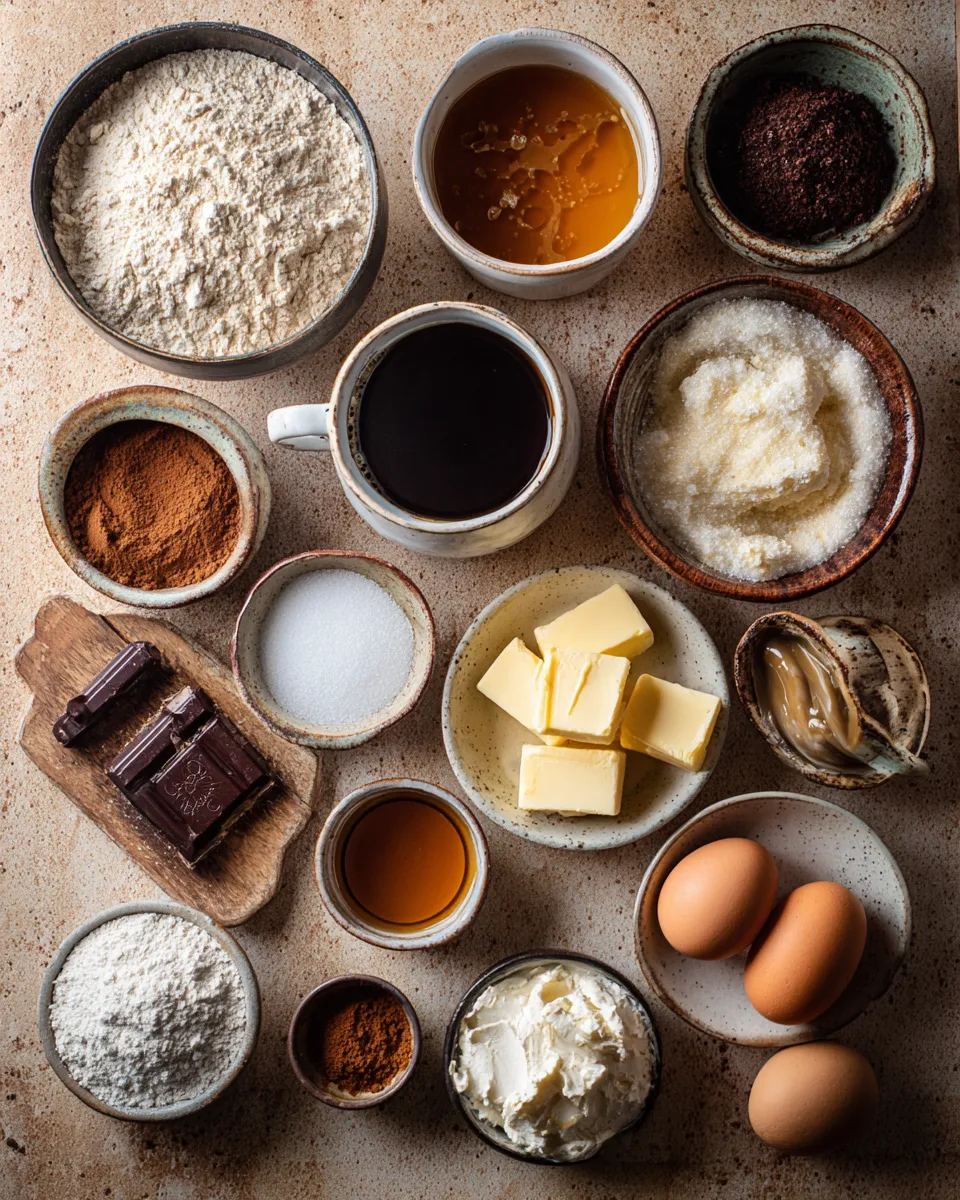 Ingredients for Indulgent Caramel Coffee Buttercream Cake: A Decadent Delight