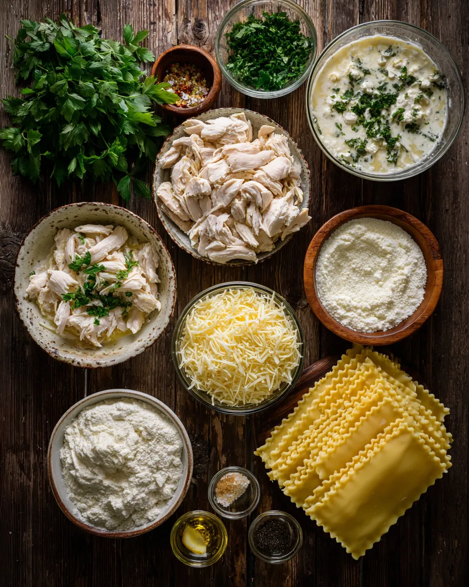 Ingredients for Irresistible Chicken Alfredo Lasagna: A Decadent Delight