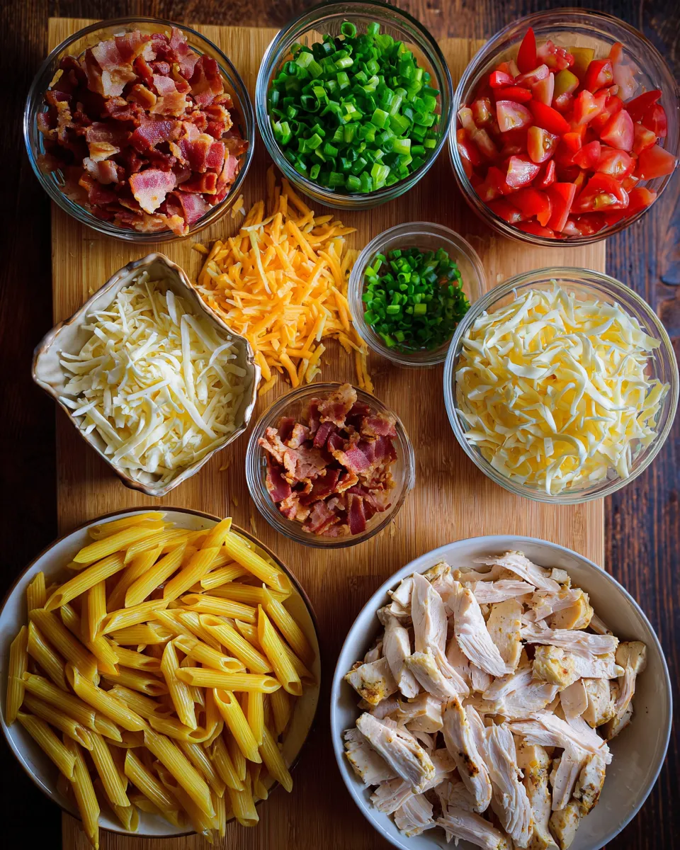 Ingredients for Irresistible Chicken Bacon Ranch Pasta: A Flavorful Delight