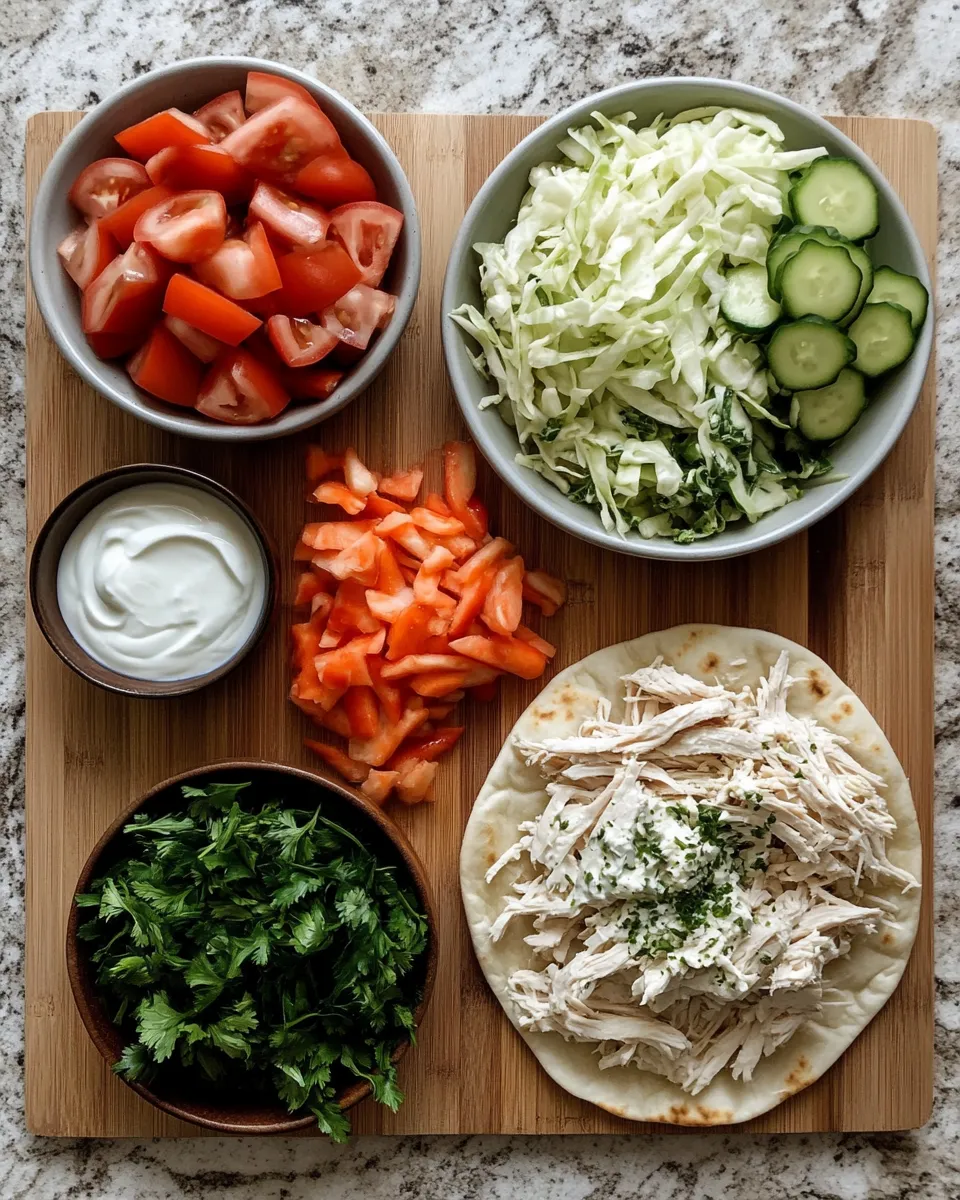 Ingredients for Irresistible Chicken Pitas: Creamy Herby Ranch Slaw Delight