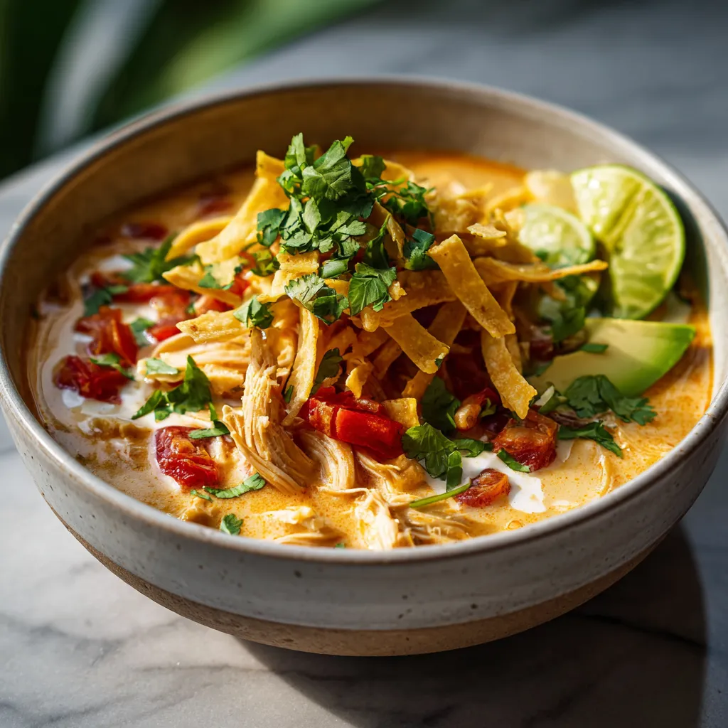 Photo of featured for Indulgent Creamy Chicken Tortilla Soup: A Flavorful Delight