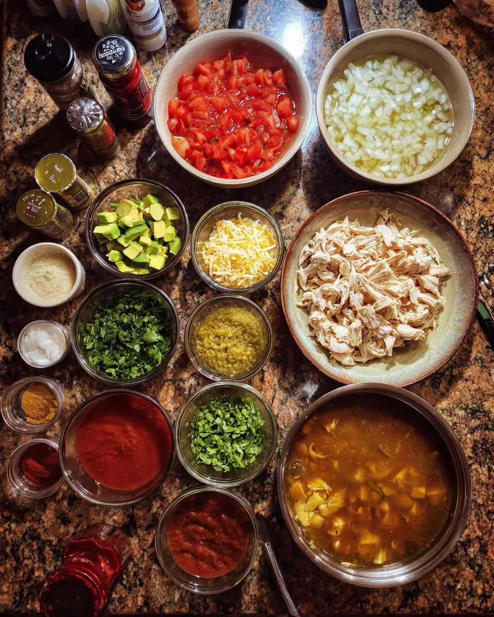 Ingredients for Indulgent Creamy Chicken Tortilla Soup: A Flavorful Delight