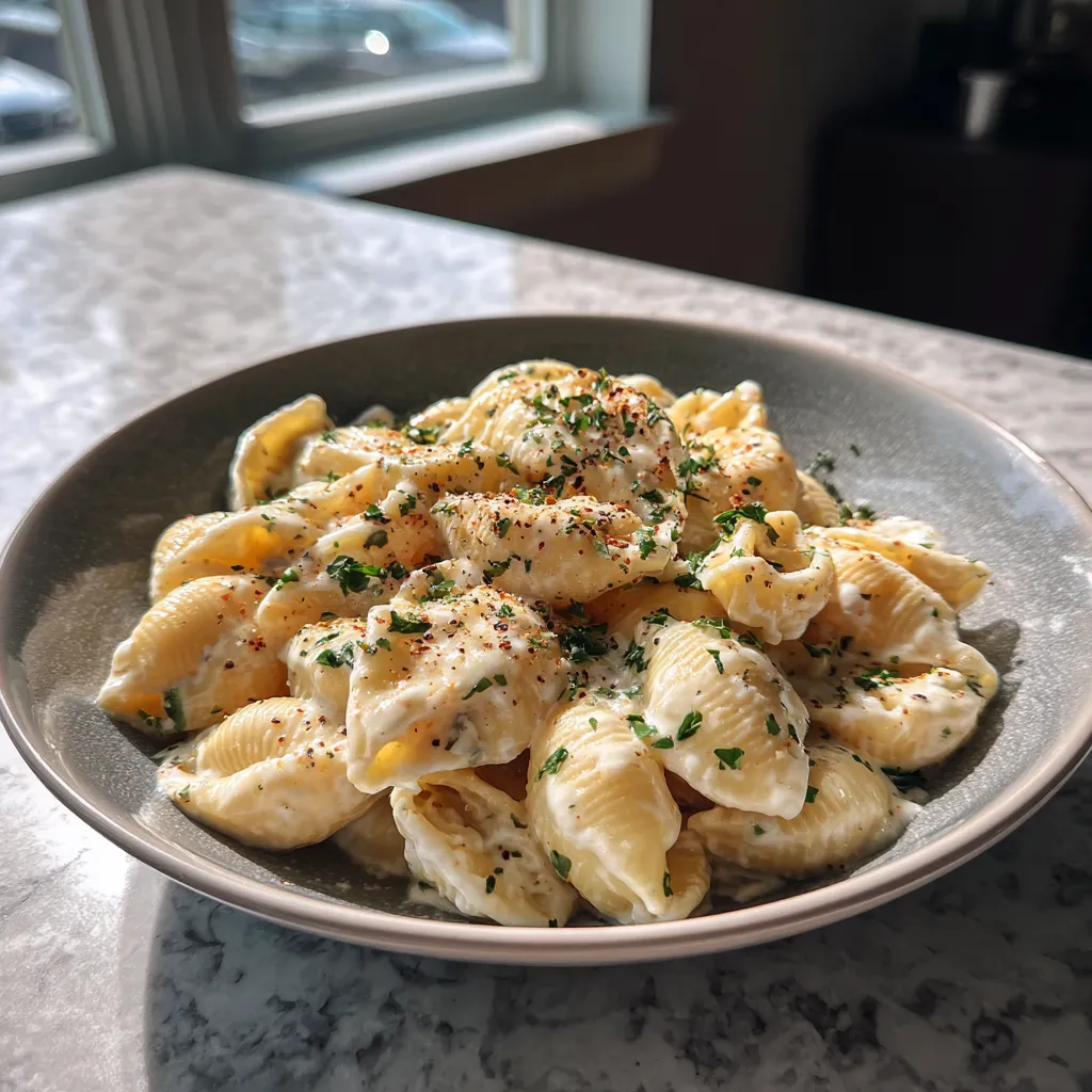 Photo of featured for Indulgent Creamy Garlic Shells: A Beefy Delight