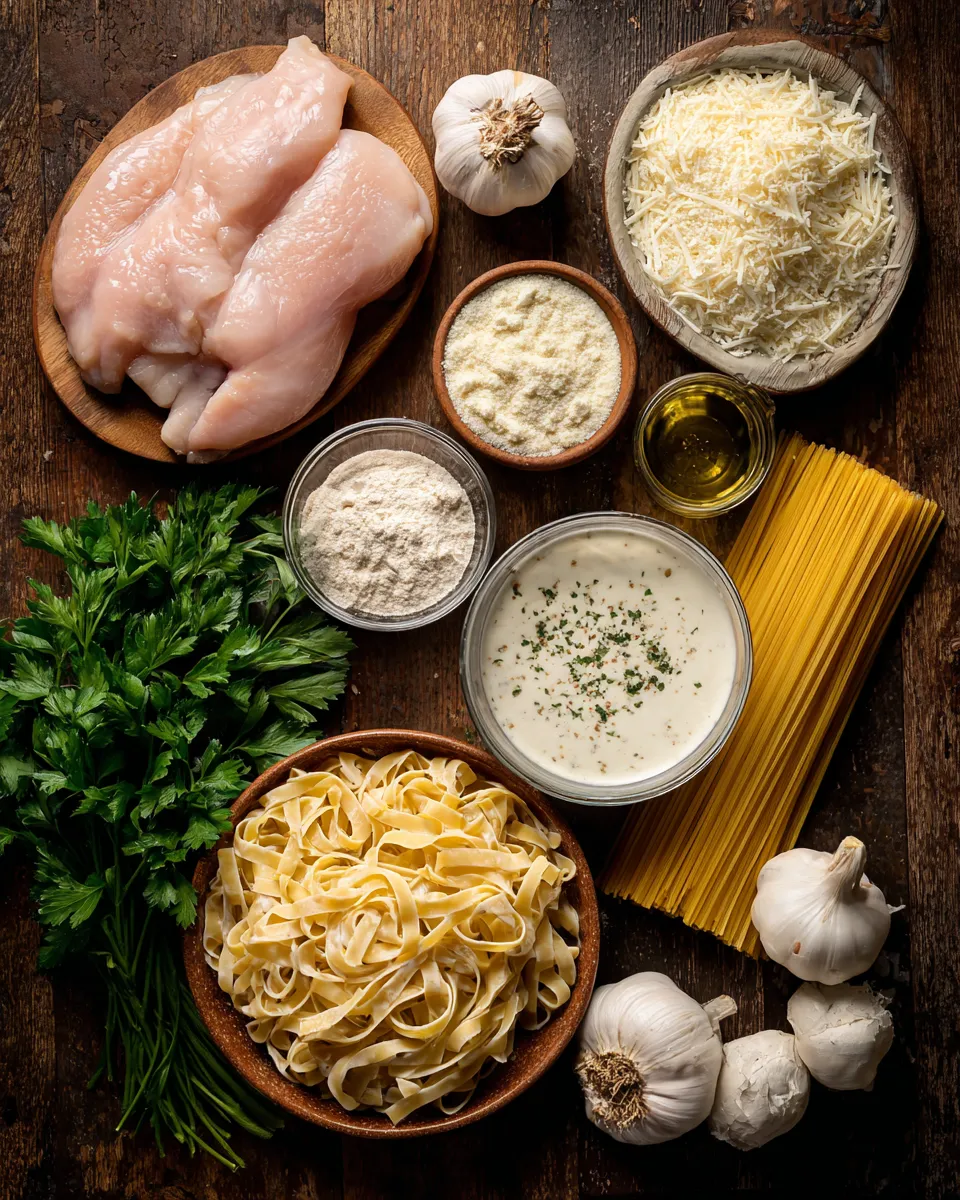 Ingredients for Deliciously Creamy Crockpot Chicken Alfredo Recipe