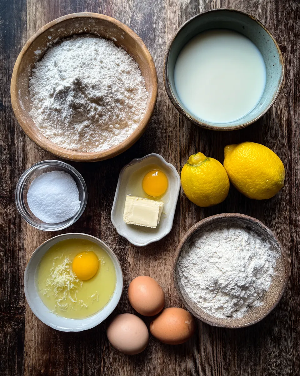 Ingredients for Fluffy Lemon Pancakes: Irresistibly Zesty Brunch Delight