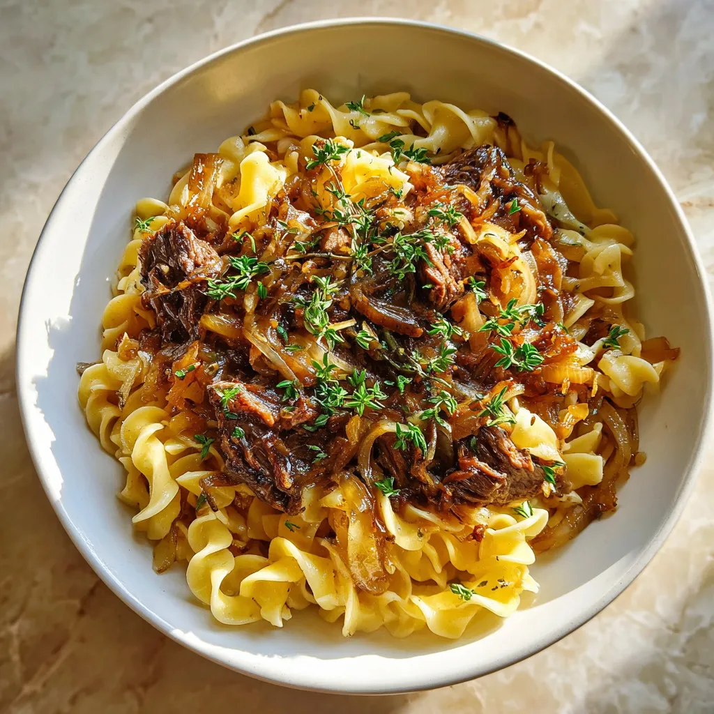 Photo of featured for Savory French Onion Beef and Noodles: A Flavorful Twist on a Classic Dish