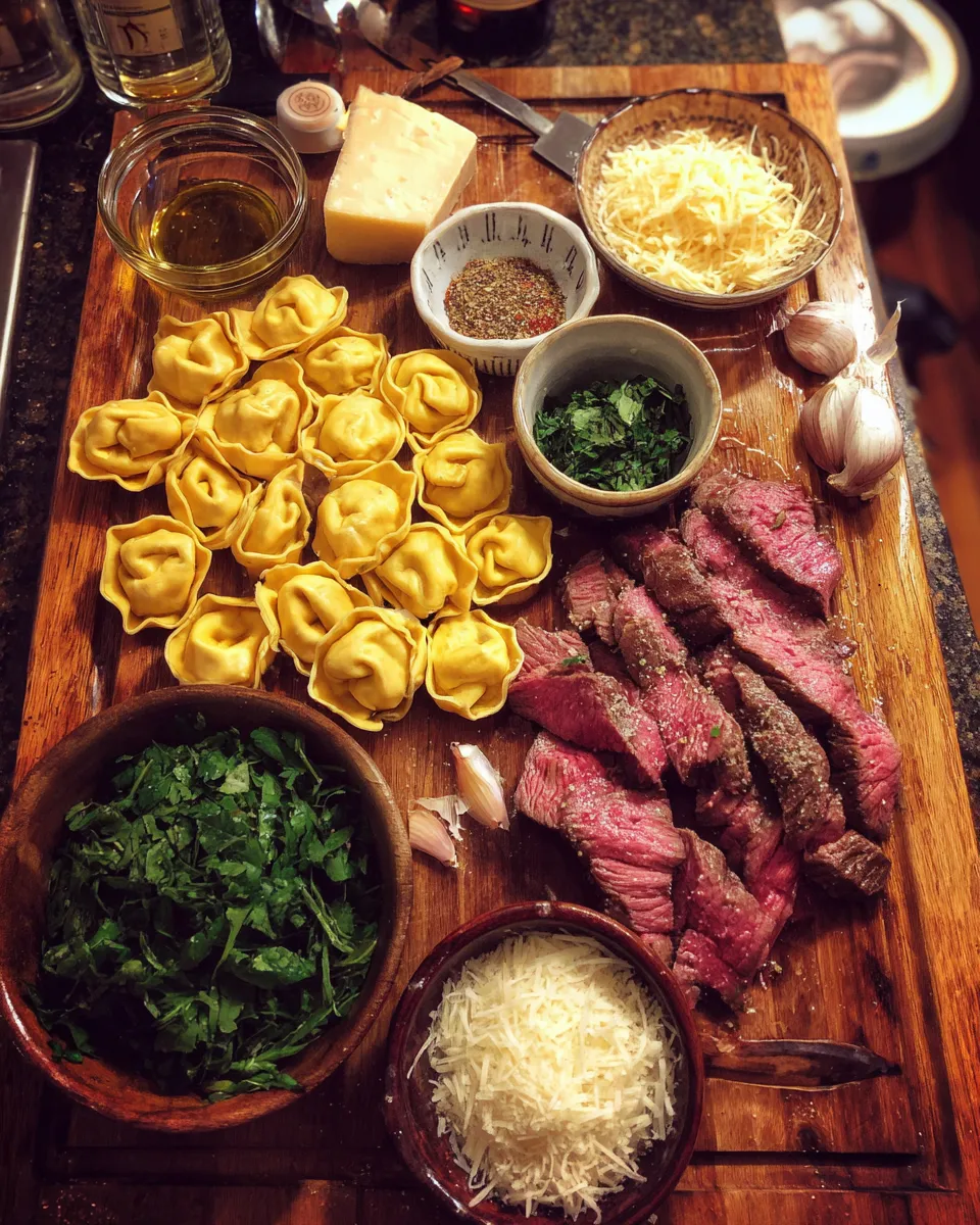 Ingredients for Sizzling Garlic Steak Tortellini: A Mouthwatering Delight