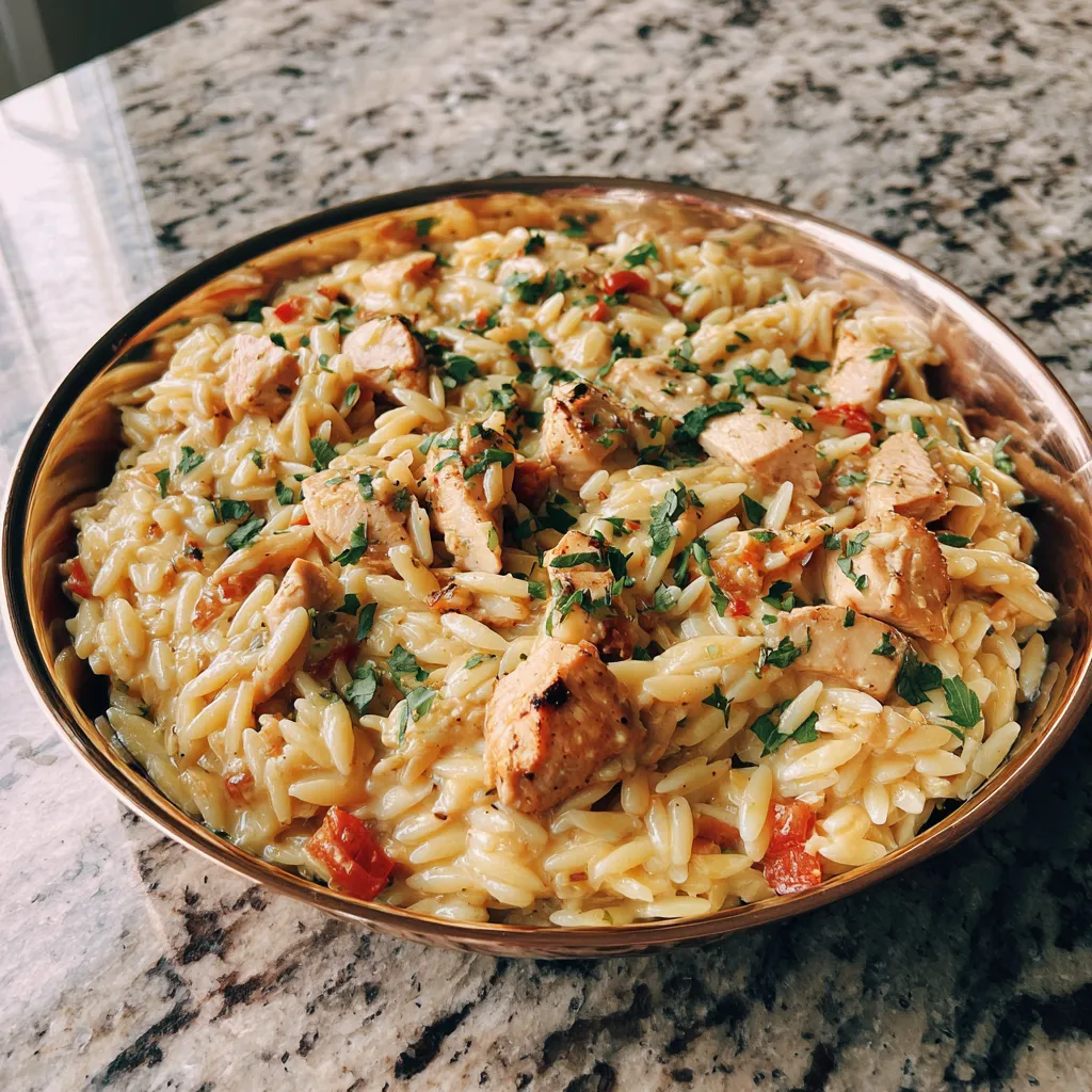Photo of featured for Sizzling One Pot Cajun Chicken Alfredo Orzo: A Flavor Explosion