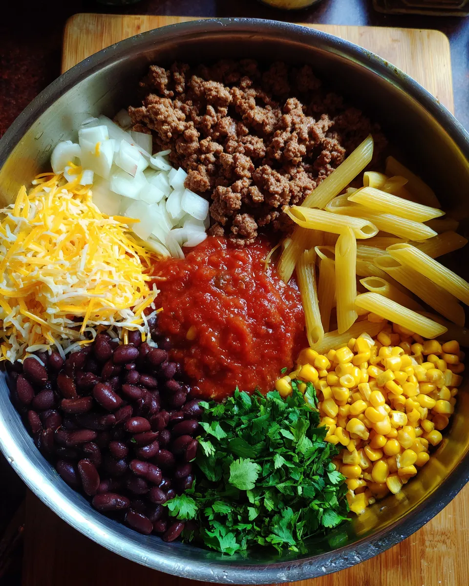 Ingredients for Deliciously Easy One Pot Enchilada Pasta Recipe