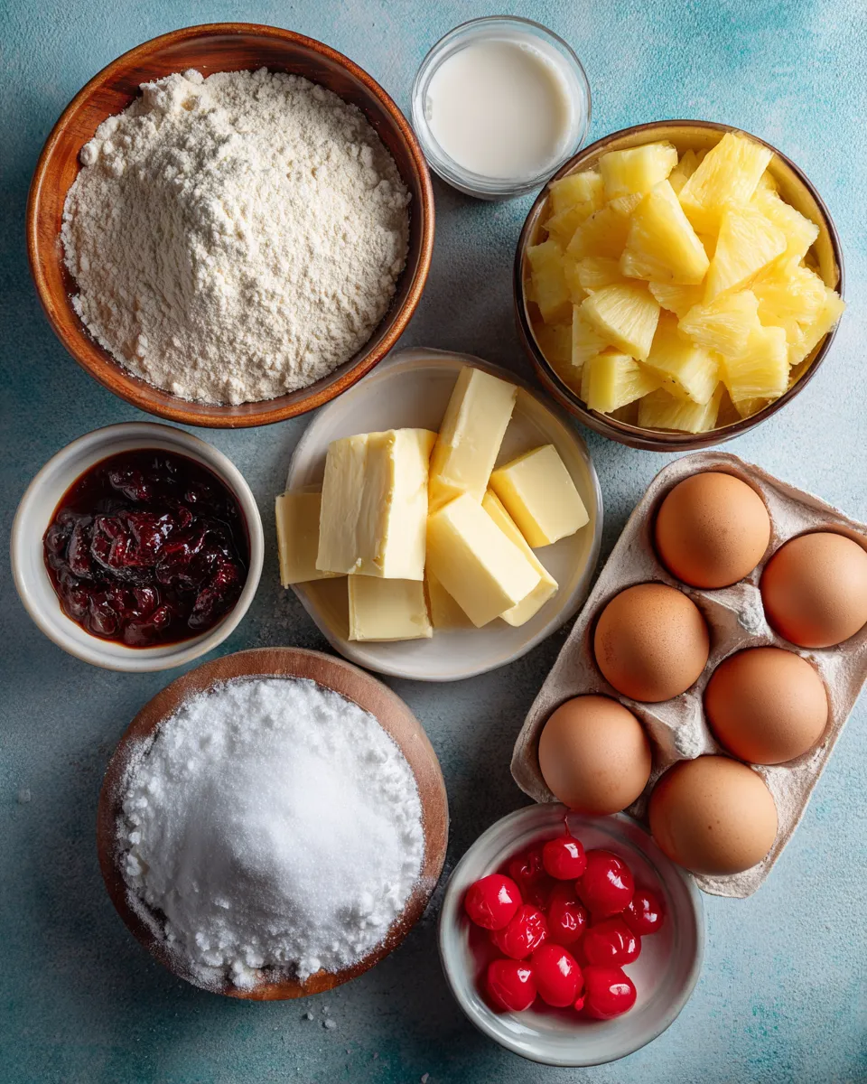 Ingredients for Deliciously Decadent Pineapple Upside Down Sugar Cookies