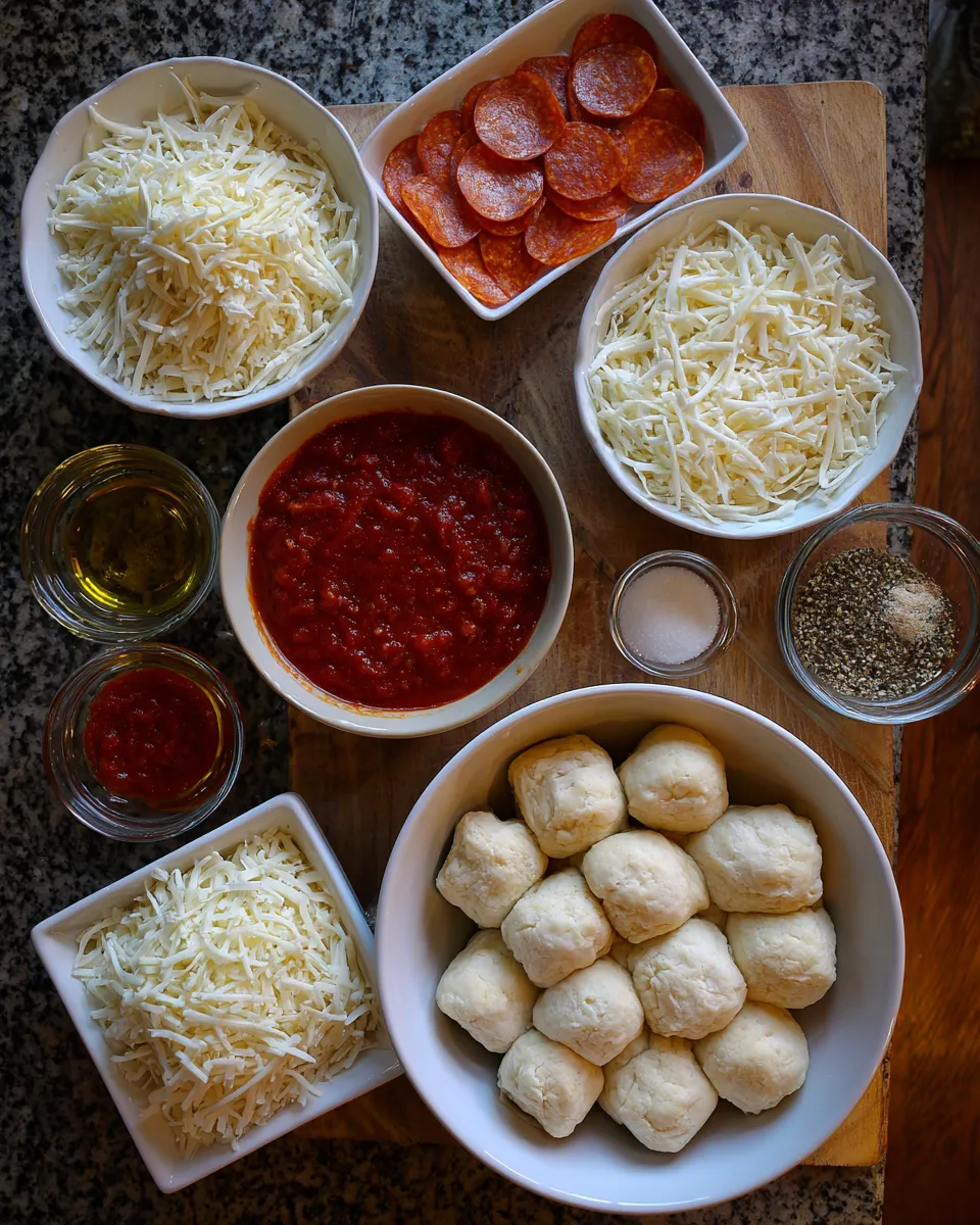 Ingredients for Irresistible Pizza Monkey Bread: A Cheesy Explosion of Flavor