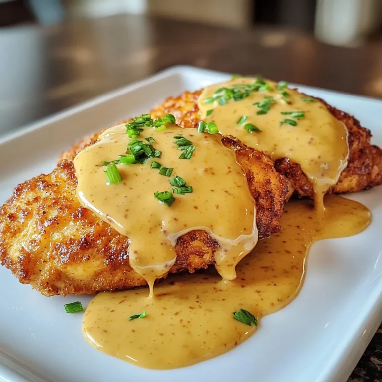 Photo of featured for Irresistible Pretzel Chicken with Mustard-Cheddar Sauce