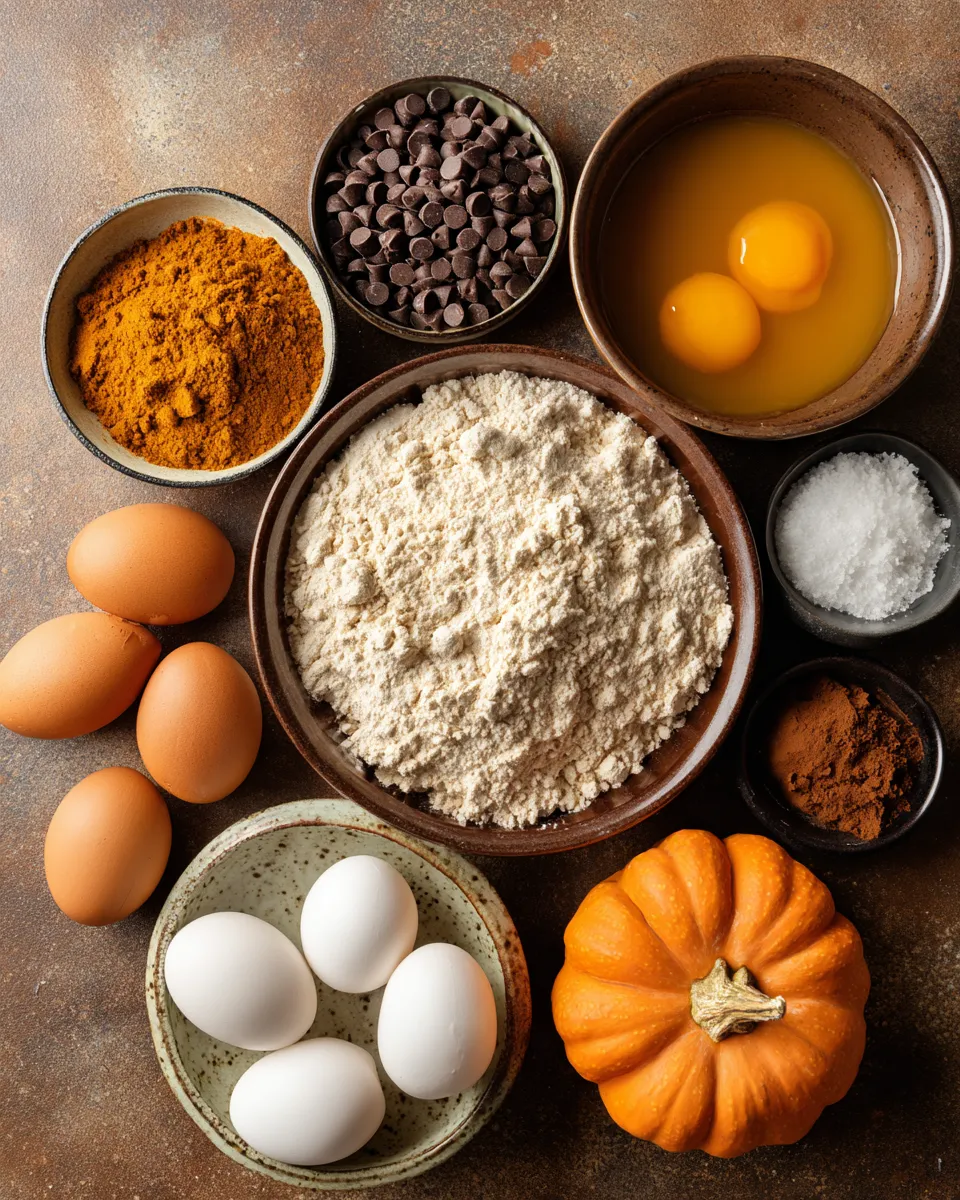 Ingredients for Irresistible Pumpkin Chocolate Chip Muffins: A Perfect Fall Treat