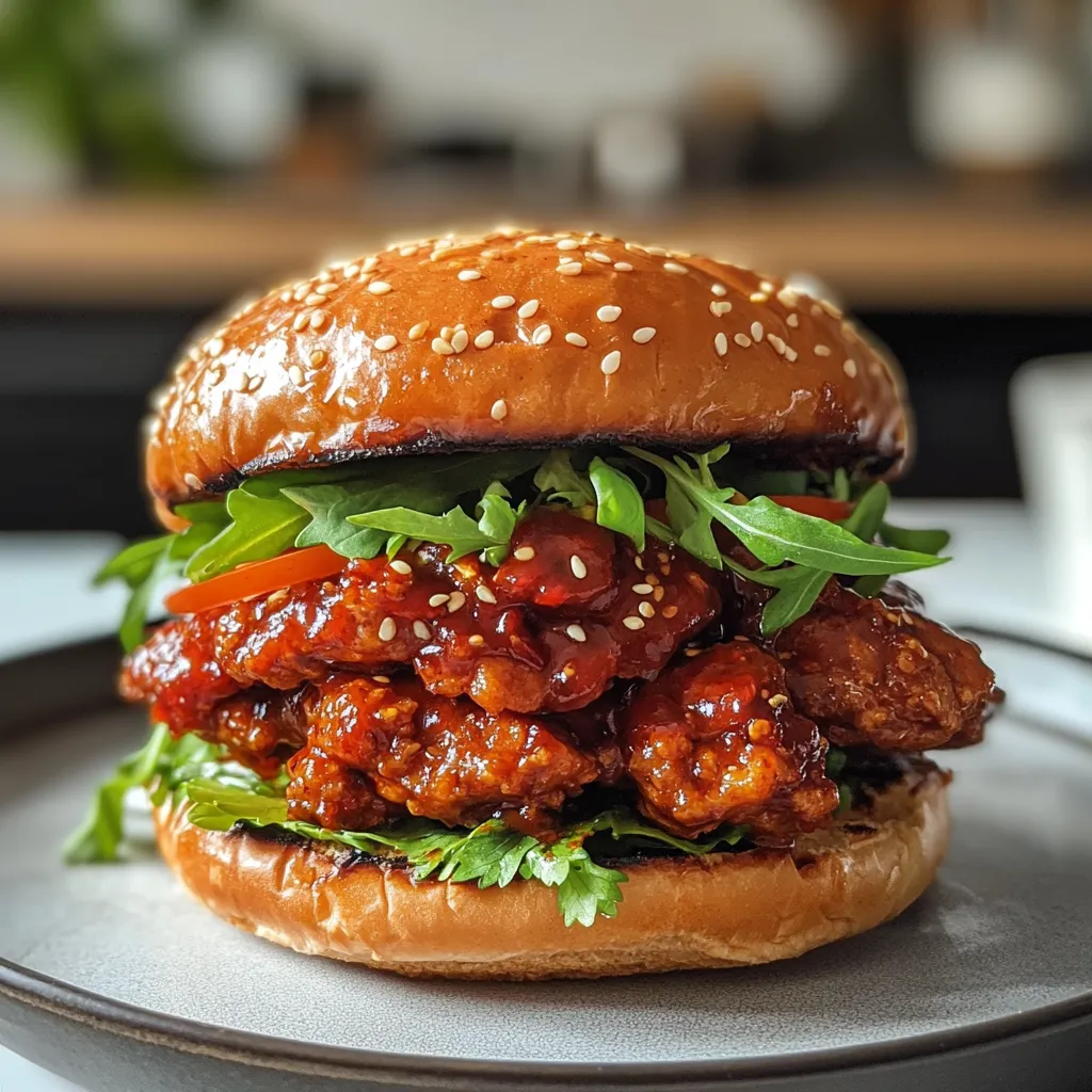 Photo of featured for Sizzling Korean Chicken Burger: Irresistibly Spicy Delight