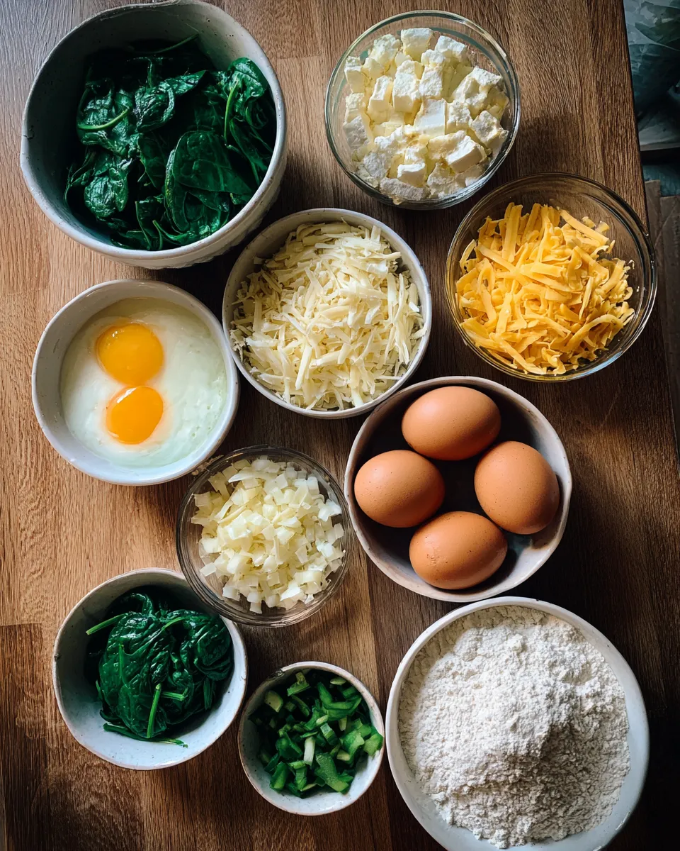 Ingredients for Wholesome Spinach Quiche Muffins: A Delicious Twist on a Classic Favorite