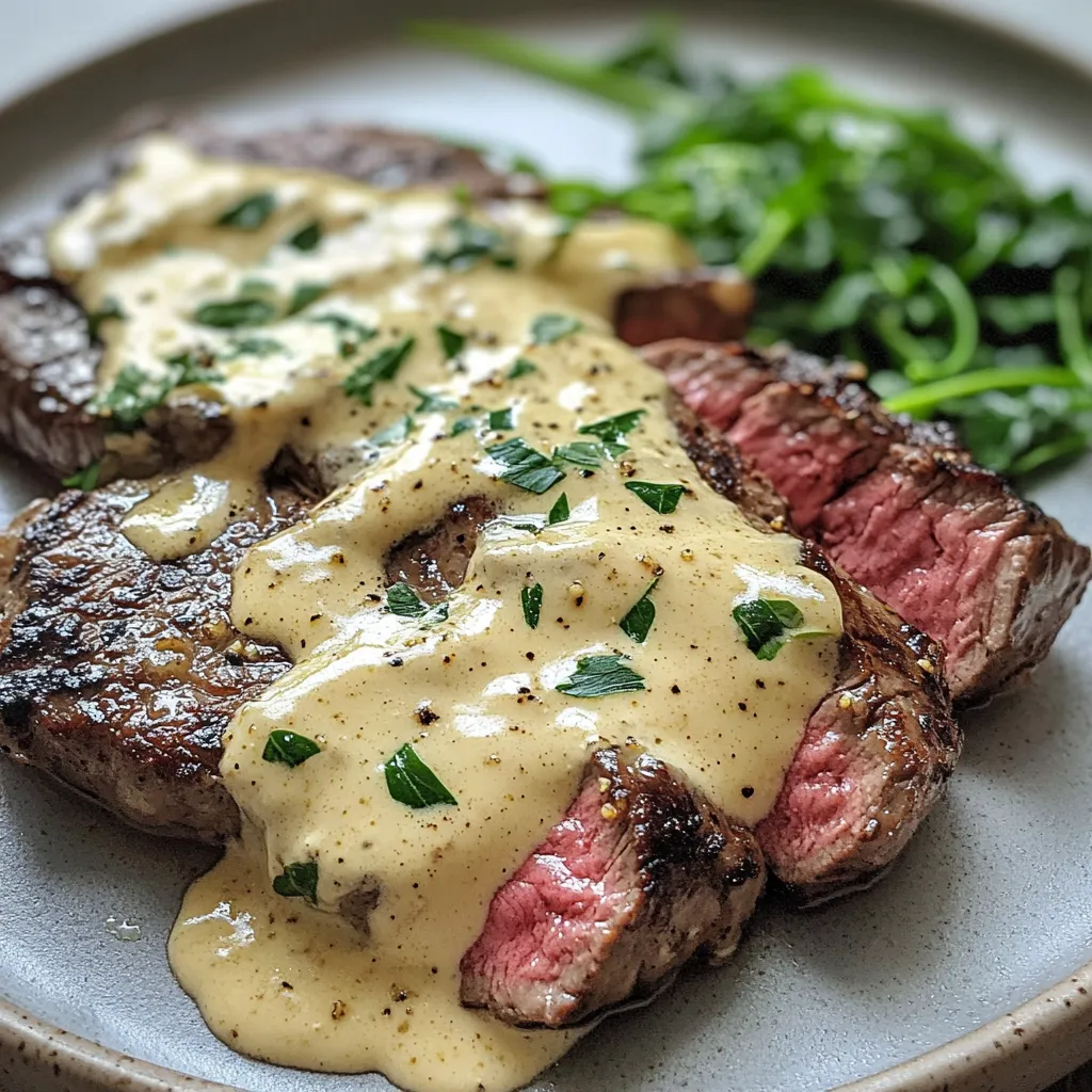 Photo of featured for Indulgent Steak with Creamy Garlic Sauce: A Decadent Delight