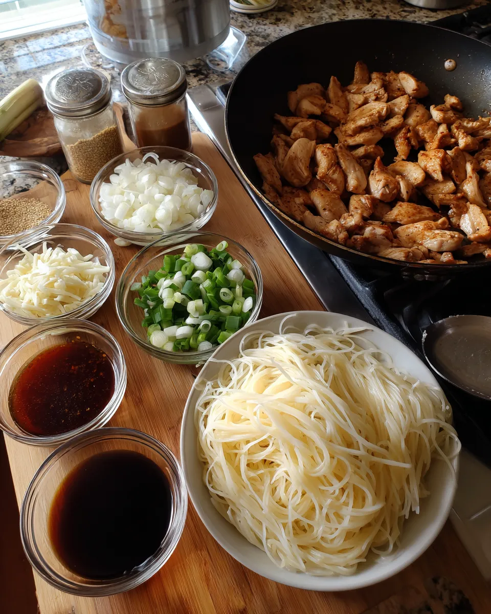 Ingredients for Irresistible Sticky Garlic Chicken Noodles
