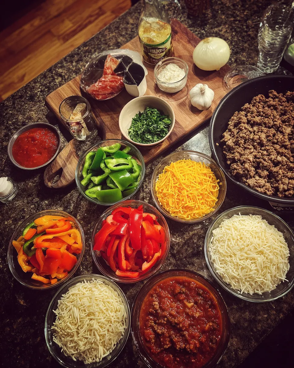 Ingredients for Deliciously Cheesy Stuffed Pepper Casserole