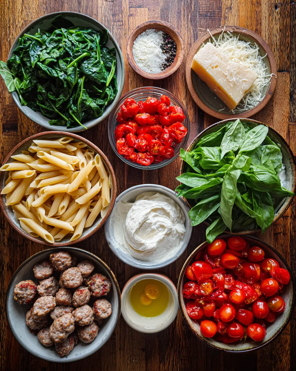 Ingredients for Savory Tuscan Sausage Pasta: A Flavorful Twist on Classic Italian Cuisine