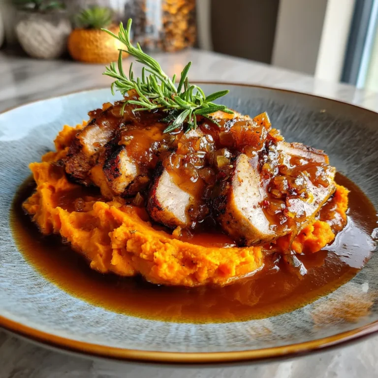Photo of featured for Delicious Apple Cider Pork: A Sweet and Savory Twist on Mashed Sweet Potatoes