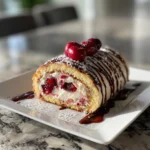 Photo of featured for Decadent Cherry Cheesecake Cake Roll: Indulge in Sweet Bliss