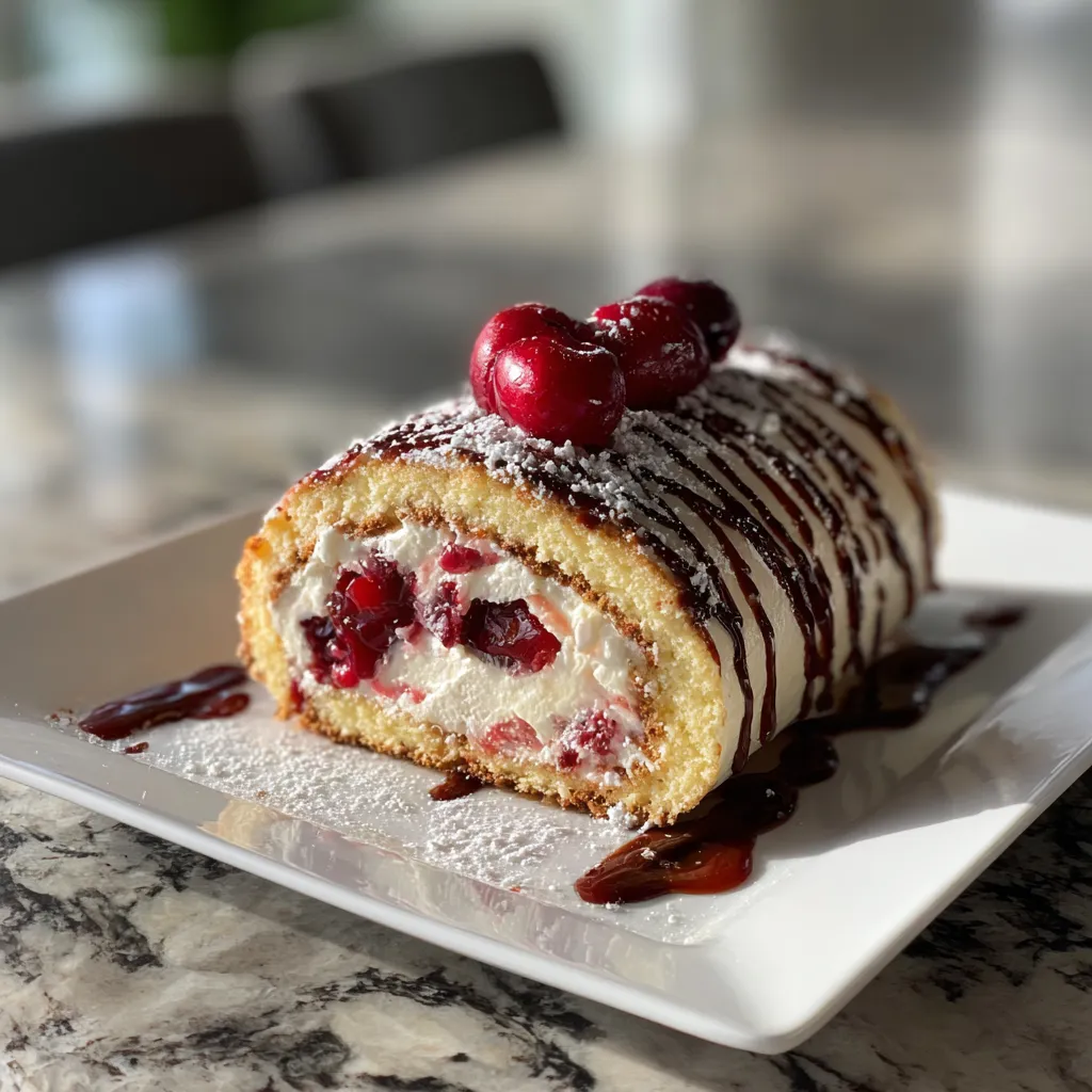 Photo of featured for Decadent Cherry Cheesecake Cake Roll: Indulge in Sweet Bliss