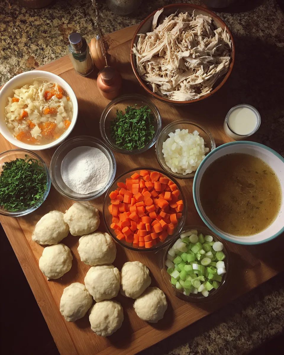 Ingredients for Indulgent Cracker Barrel-Style Chicken and Dumplings Recipe