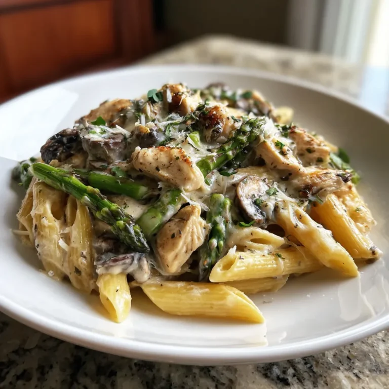 Photo of featured for Indulgent Creamy Mushroom Asparagus Chicken Penne: A Decadent Delight