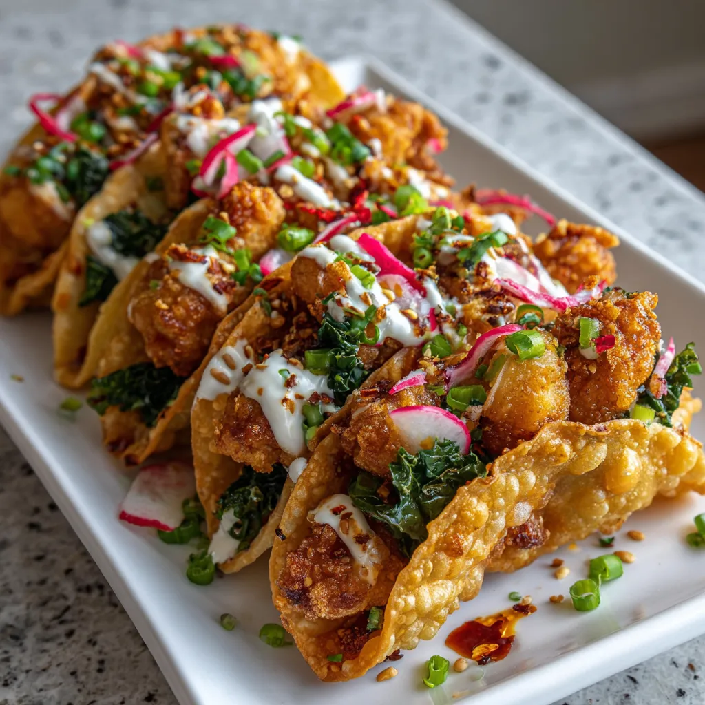 Photo of featured for Irresistibly Crispy Chicken Wonton Tacos