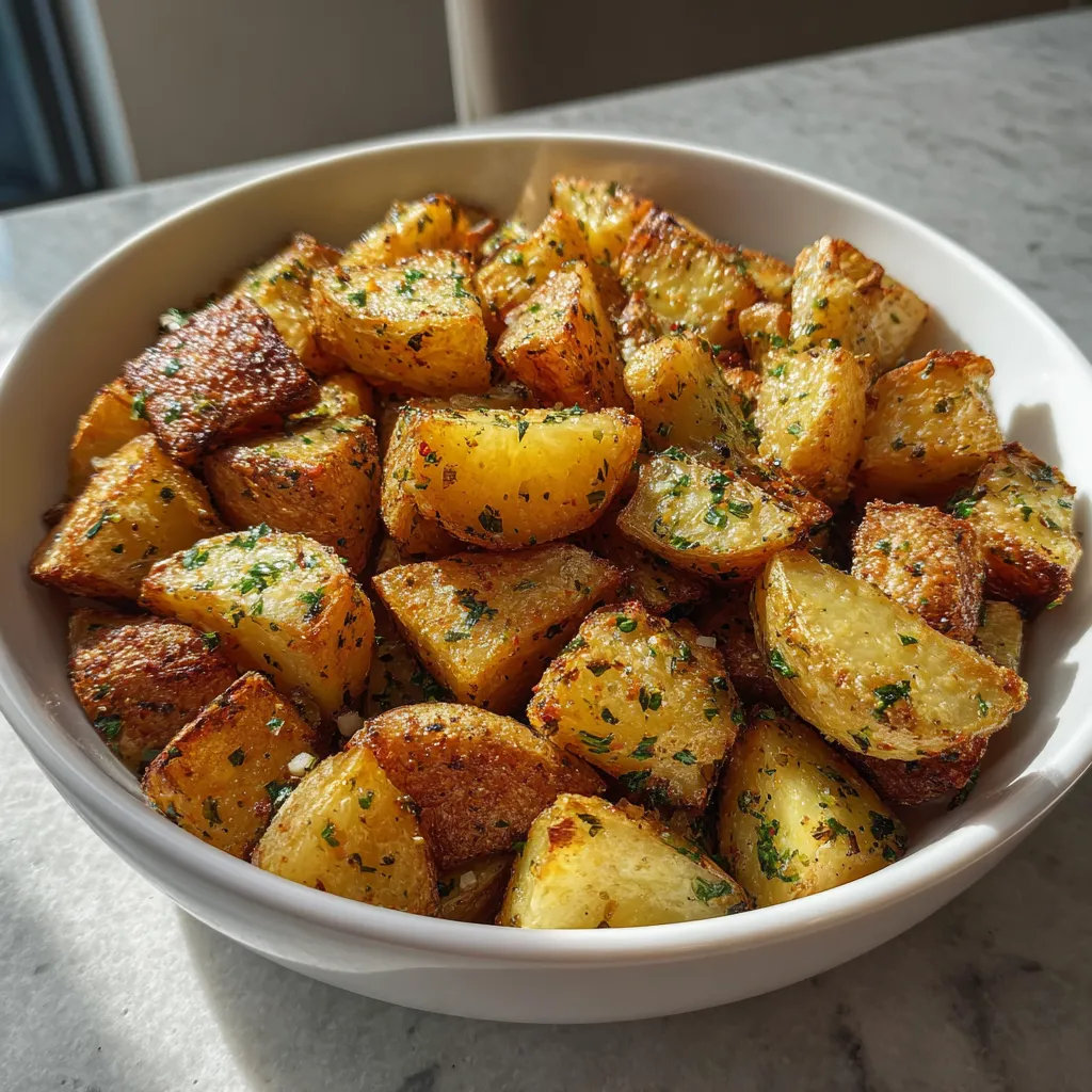 Photo of featured for Irresistibly Crispy Garlic Herb Roasted Potato Recipe