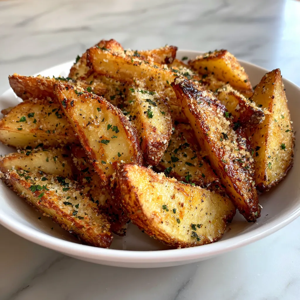 Photo of featured for Irresistibly Crispy Garlic Parmesan Potato Wedges