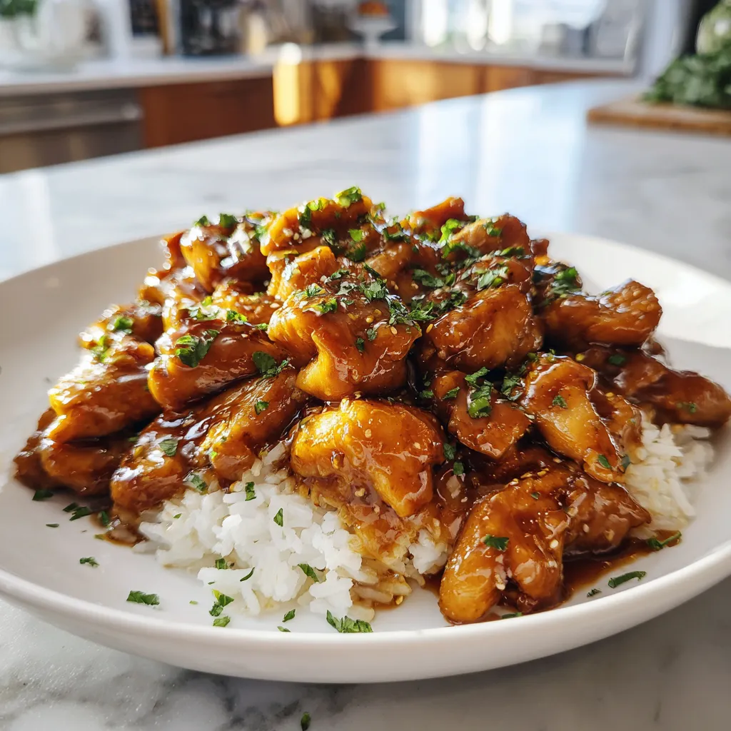 Photo of featured for Deliciously Easy Crock Pot Bourbon Chicken Recipe
