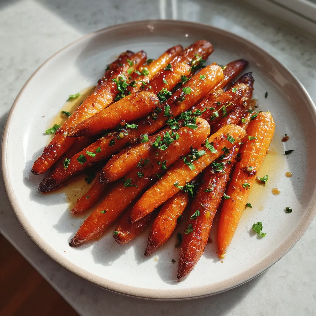 Photo of featured for Deliciously Glazed Honey Garlic Roasted Carrots