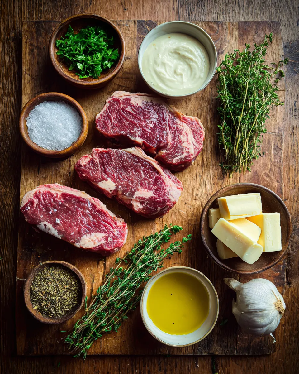Ingredients for Irresistible Juicy Steak: Indulge in Creamy Garlic Sauce