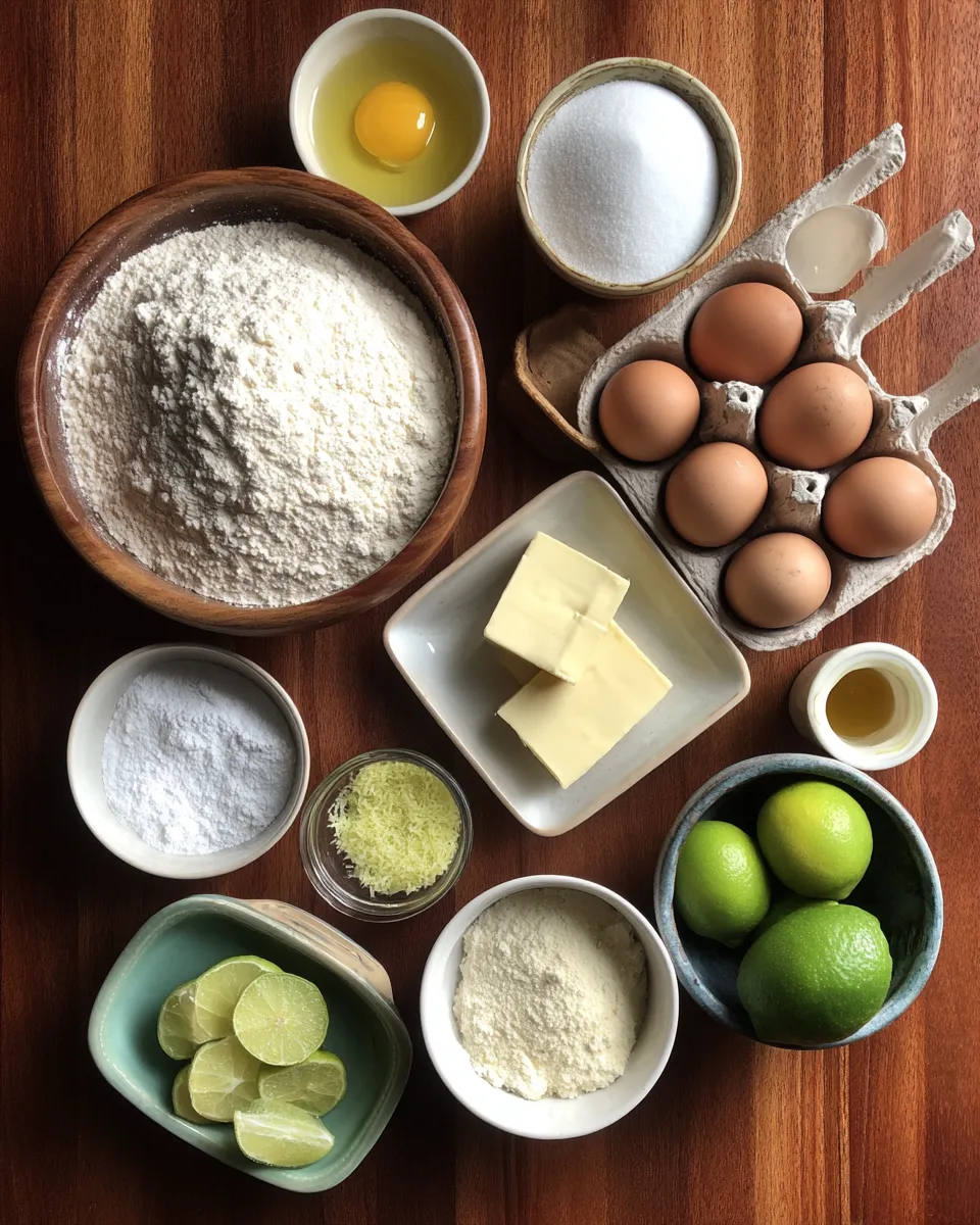 Ingredients for Irresistible Key Lime Pound Cake: A Zesty Delight