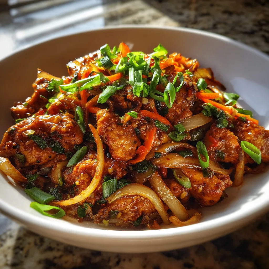 Photo of featured for Spicy Korean Chicken Stir Fry: Fiery Flavor Explosion