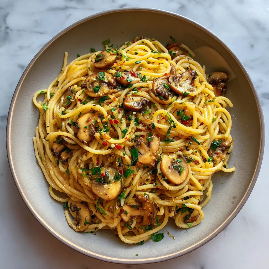 Photo of featured for Savory Mushroom and Garlic Spaghetti: A Flavor Explosion