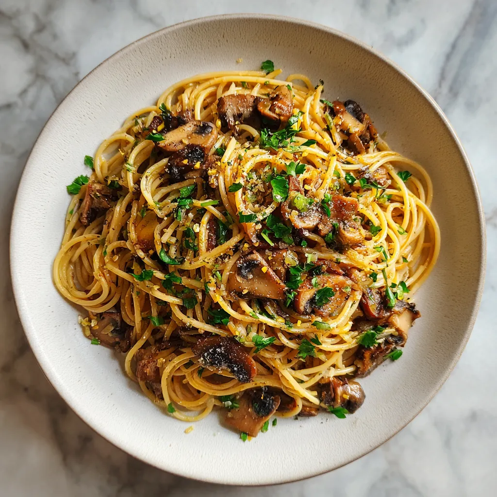 Photo of featured for Savory Mushroom Spaghetti Aglio Olio: A Flavor Explosion