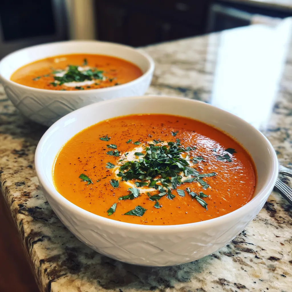 Photo of featured for Heavenly Roasted Red Pepper Gouda Soup: A Flavor Explosion