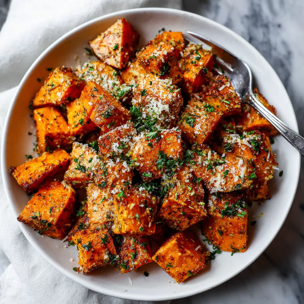 Photo of featured for Irresistible Roasted Sweet Potatoes with Garlic and Parmesan: A Flavor Explosion