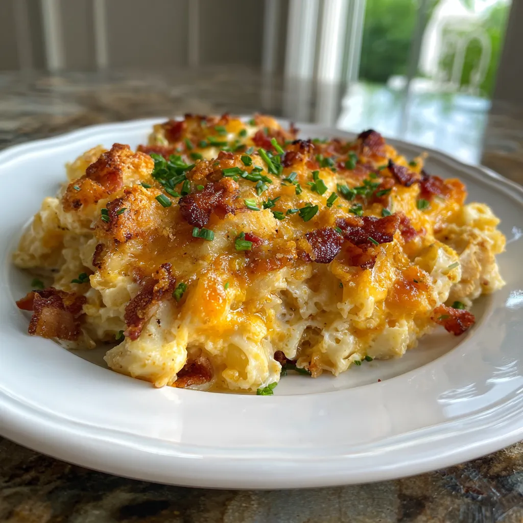 Photo of featured for Irresistible Bacon Cheddar Ranch Chicken Casserole