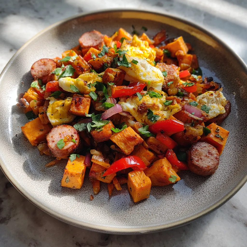 Photo of featured for Sizzling Cajun Sweet Potato and Sausage Hash: A Flavor Explosion