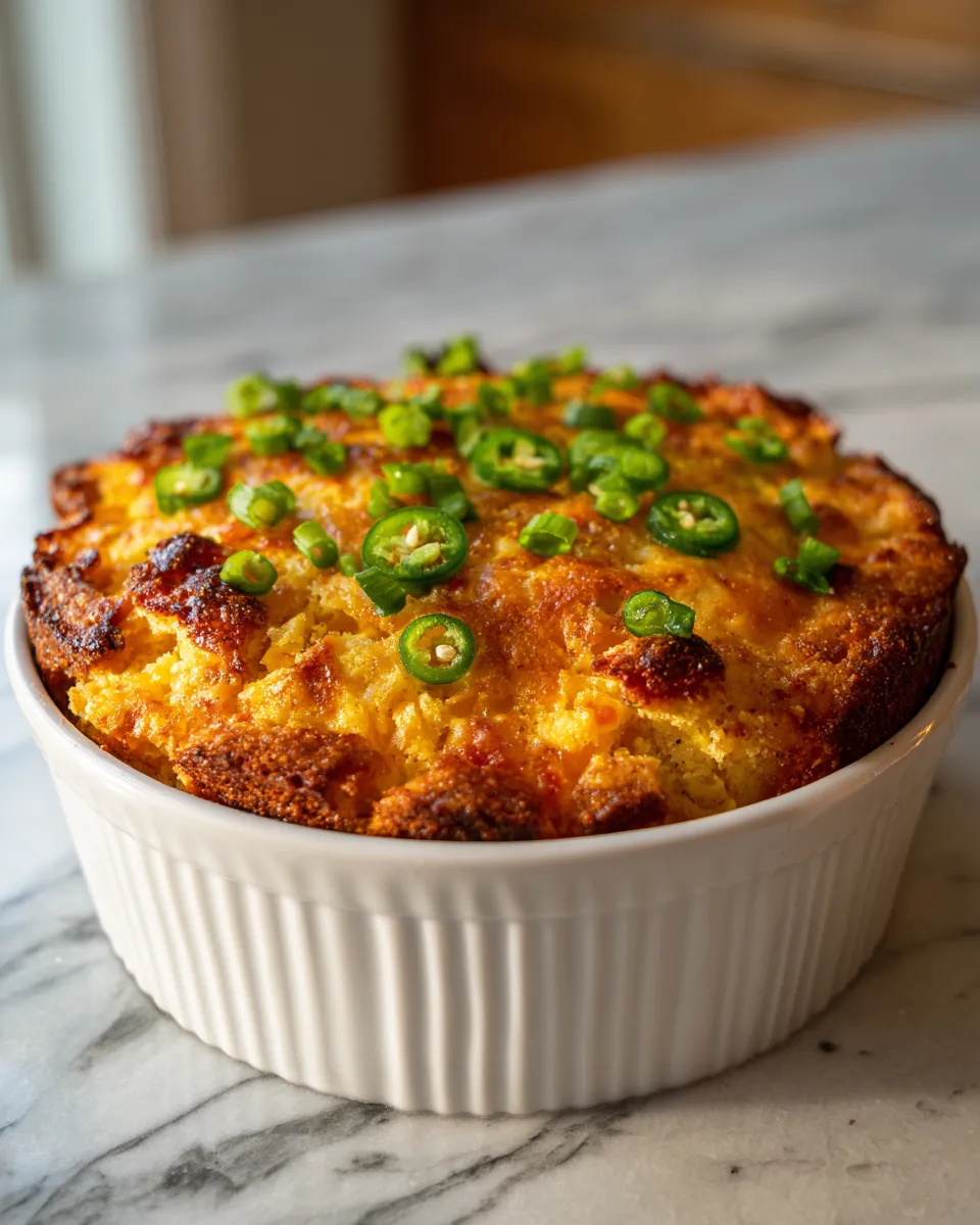 Photo of featured for Spicy Cheddar Jalapeño Cornbread Casserole: A Flavor Explosion