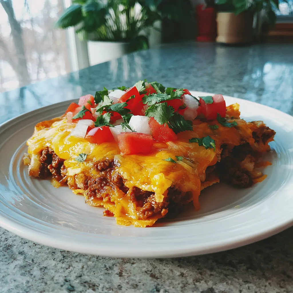Photo of featured for Irresistibly Cheesy Taco Tortilla Casserole