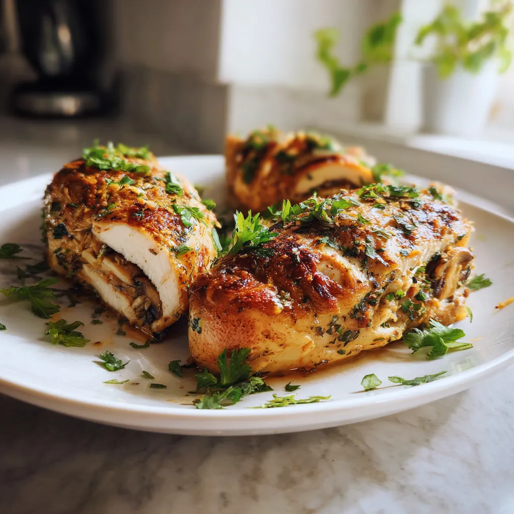 Photo of featured for Garlic Butter Mushroom-Stuffed Chicken Breasts: Irresistibly Delicious