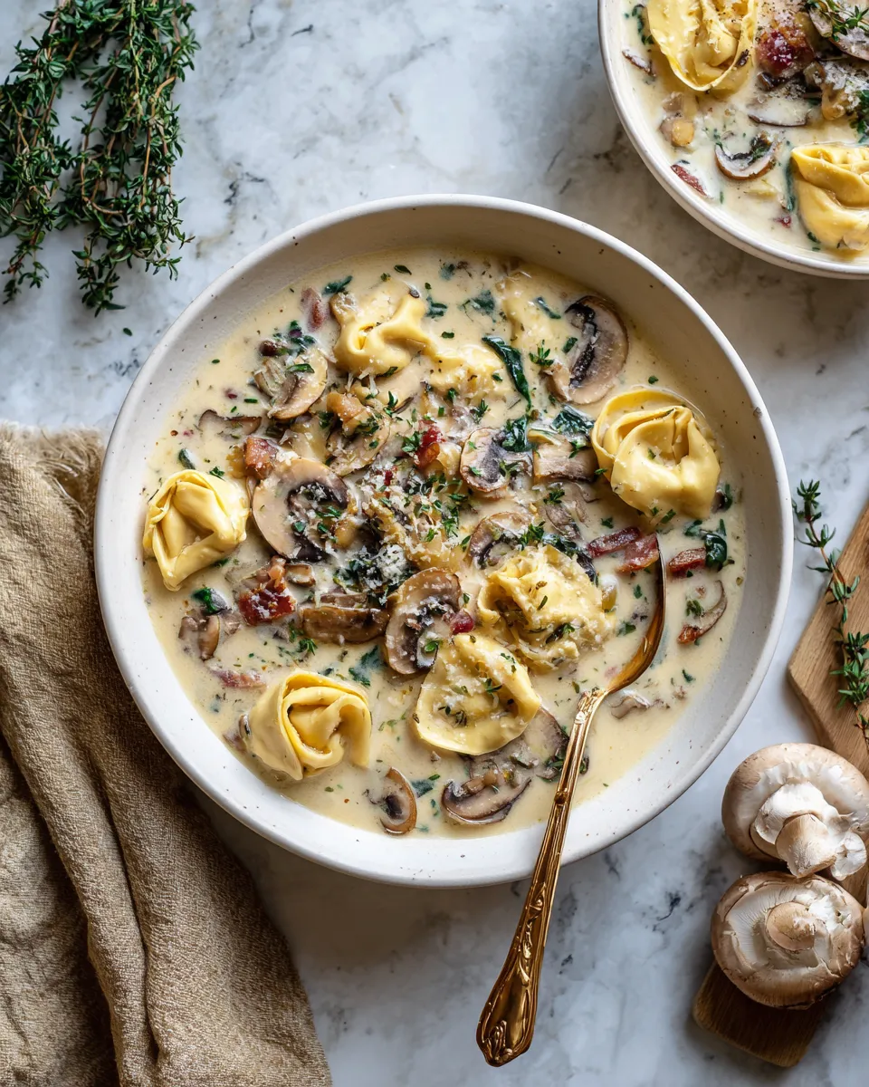 Photo of featured for Indulgent Creamy Mushroom Tortellini Chowder: A Decadent Delight