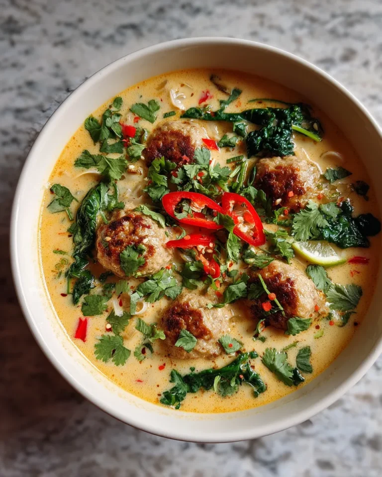 Photo of featured for Indulgent Creamy Thai Coconut Chicken Meatball Soup: A Flavorful Delight