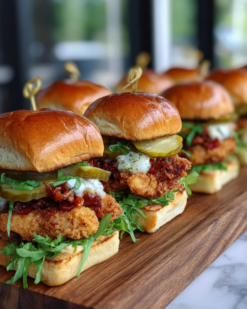 Photo of featured for Crunchy Fried Pickle Chicken Sandwich Sliders: A Flavor Explosion