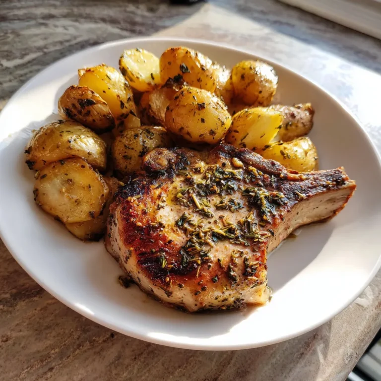 Photo of featured for Flavorful Garlic Herb Pork Chops and Potatoes: A Delicious Dinner Delight