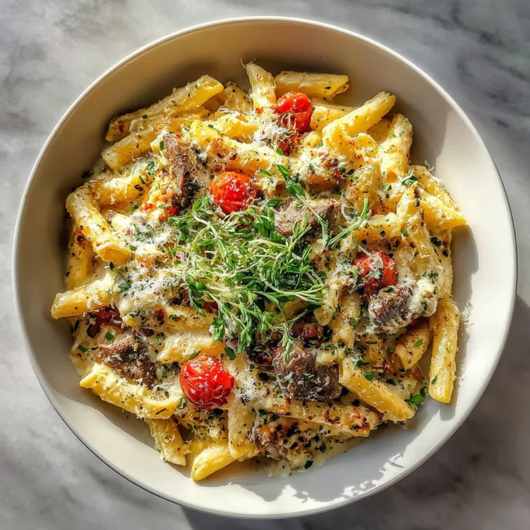 Photo of featured for Sizzling Garlic Herb Steak Pasta Bake: A Flavor Explosion in Every Bite